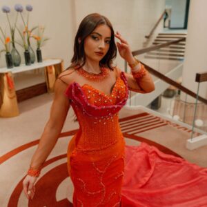 Pink and burnt Ombre Kente Gown