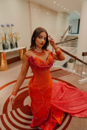 Pink and burnt Ombre Kente Gown