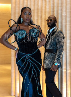 Dark Navy Green Couple Dress